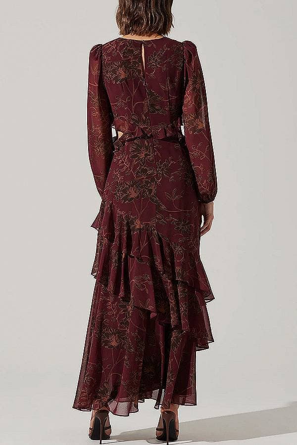 Red Merlot Floral Ruffle Dress | Women's - $295.00 - View 2 of 6