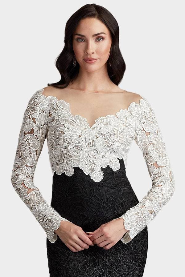 Black White Tadashi Illusion Cocktail Dress | Women's - $685.00 - View 3 of 4