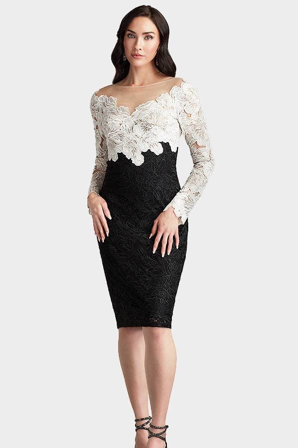 Black White Tadashi Illusion Cocktail Dress | Women's - $685.00 - View 1 of 4