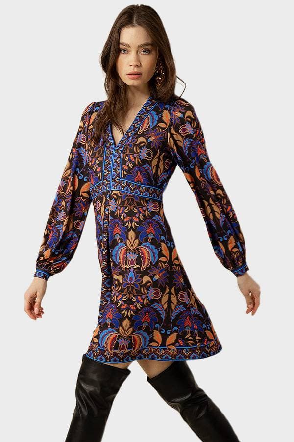 Vneck Printed Dress -  - View 4 of 4