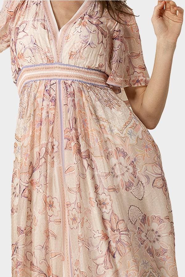 Hale Bob Flutter Sleeve Maxi Dress