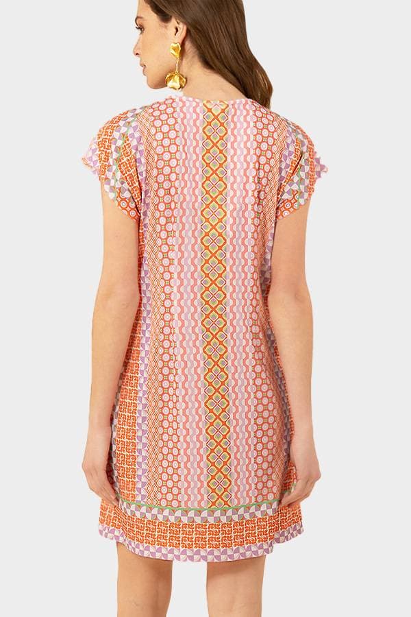 Hale Bob Orange Multi Geo Print Dress