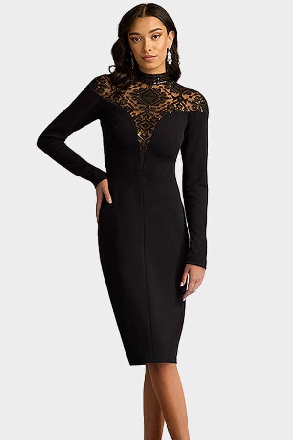 Black Tadashi Deco Illusion Dress | Women's - $495.00 - View 1 of 6