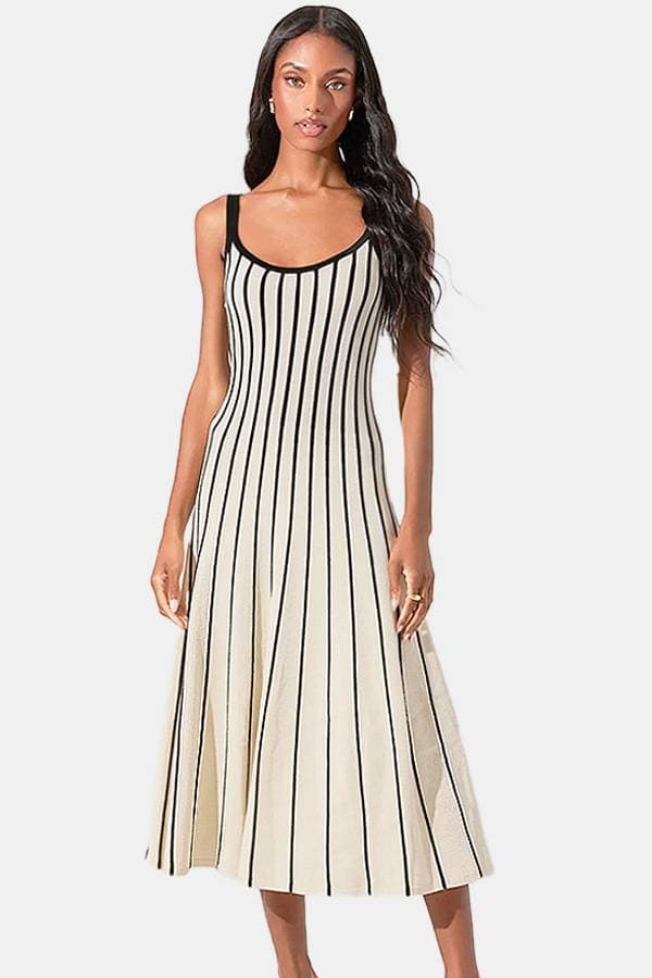 Long Knit Striped Dress