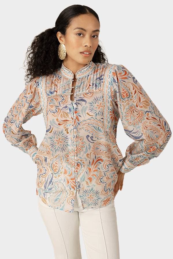 Hale Bob Silk Cotton Floral Top