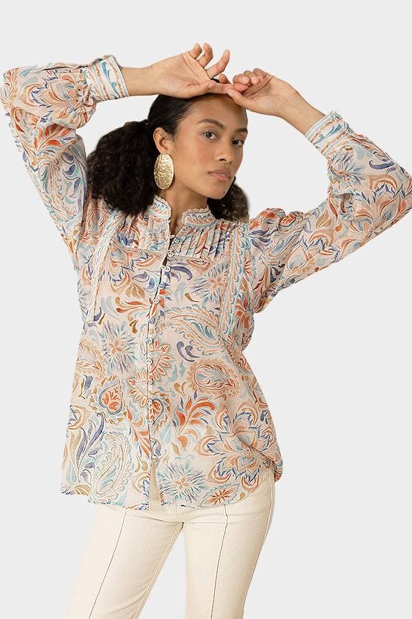 Hale Bob Silk Cotton Floral Top
