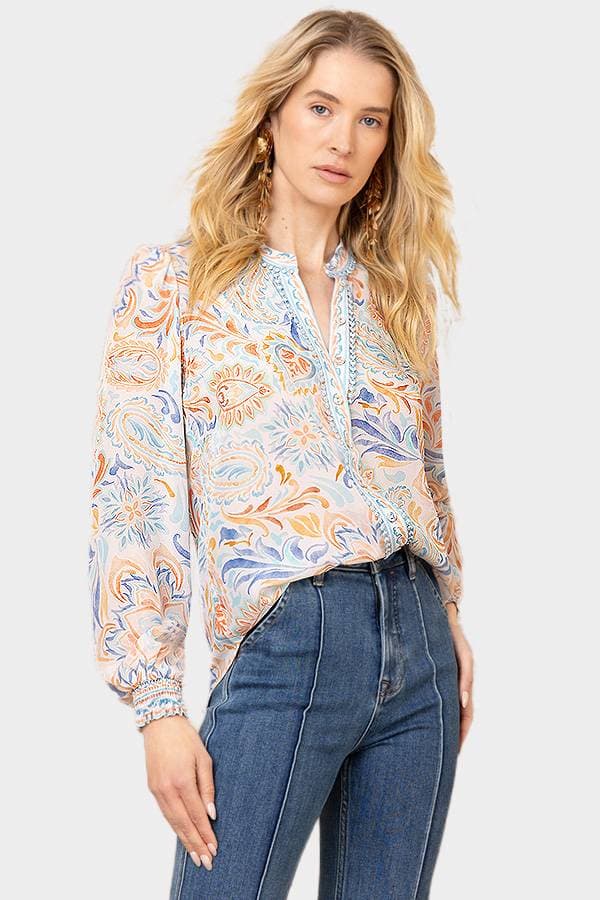 Hale Bob 100% Silk Floral Blouse