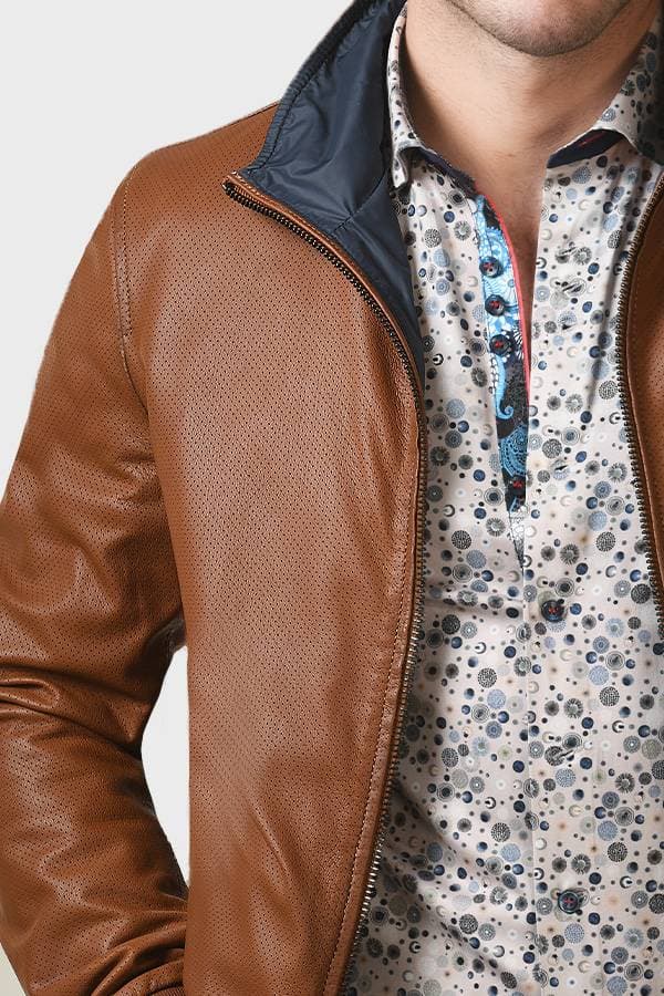 Camel Reversible Leather Jacket