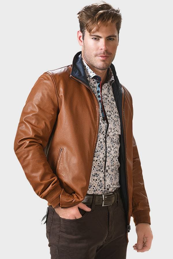 Camel Reversible Leather Jacket