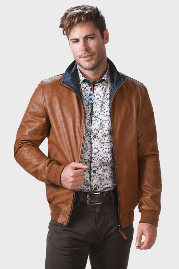 Camel Reversible Leather Jacket - 68500 - Main product view