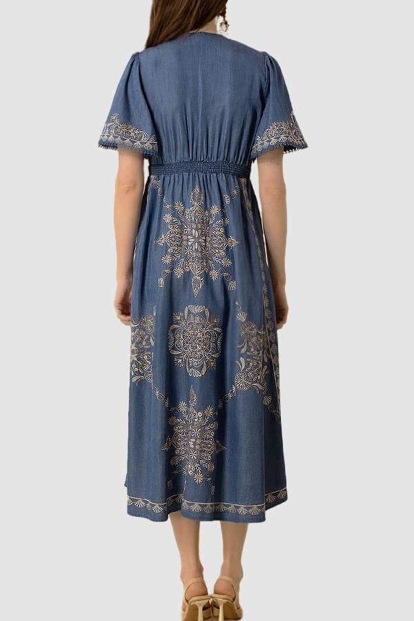 Hale Bob Denim Blue Colored Maxi Dress | Women's - $485.00 - View 2 of 5