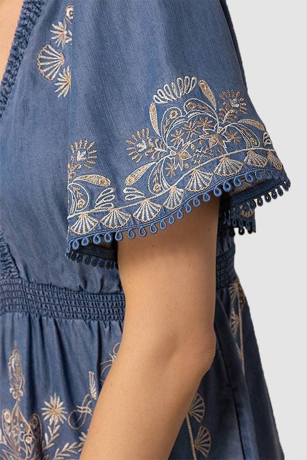 Hale Bob Denim Blue Colored Maxi Dress | Women's - $485.00 - View 3 of 5