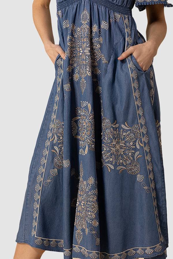 Hale Bob Denim Blue Colored Maxi Dress | Women's - $485.00 - View 5 of 5