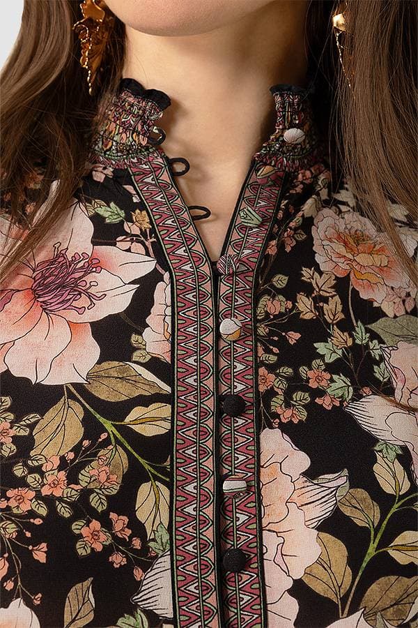 Hale Bob Vintage Rose Silk Blouse
