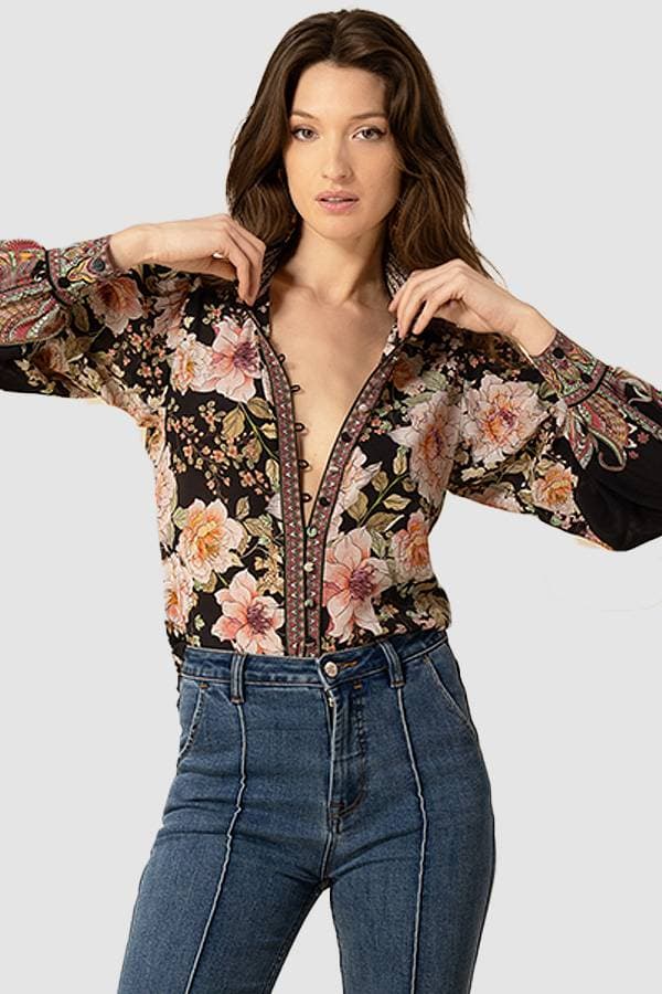 Hale Bob Vintage Rose Silk Blouse