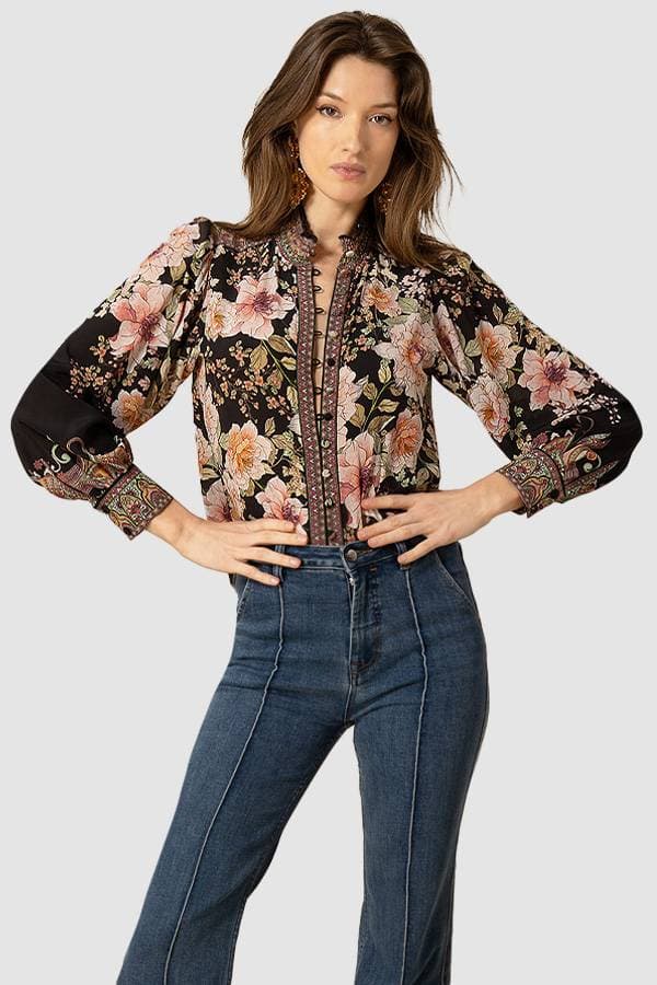 Hale Bob Vintage Rose Silk Blouse