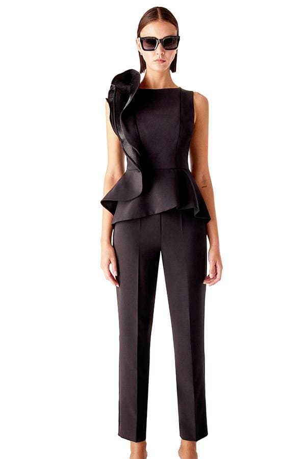 Black Sculpted Wave Top and Pant Ensemble | Women's - $395.00 - View 1 of 5