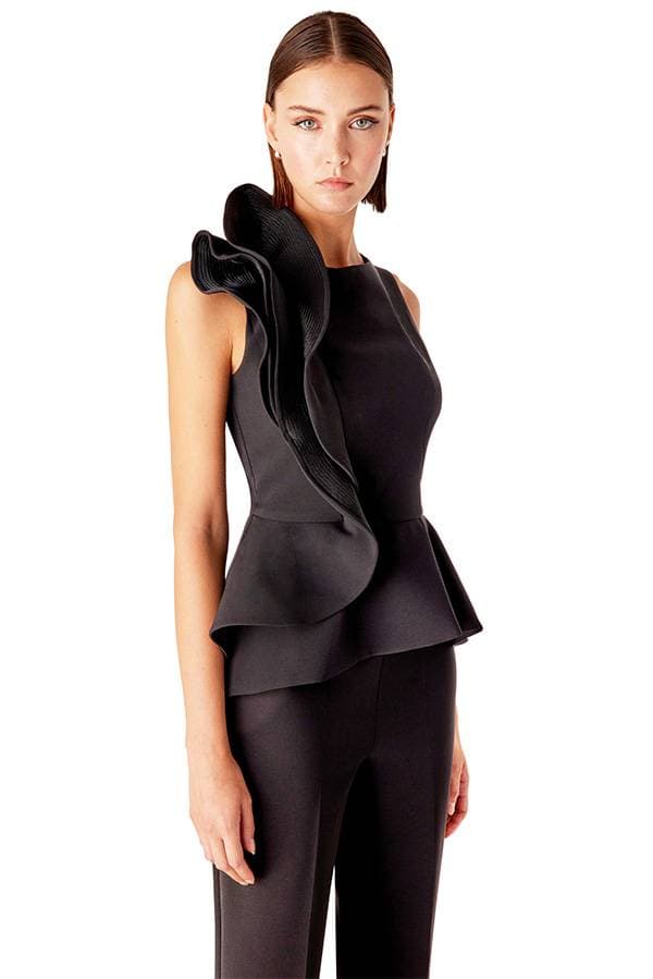 Black Sculpted Wave Top and Pant Ensemble | Women's - $395.00 - View 5 of 5