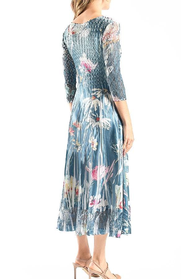 Teal Floral Plisse Dress - 39500 - Alternative view 2