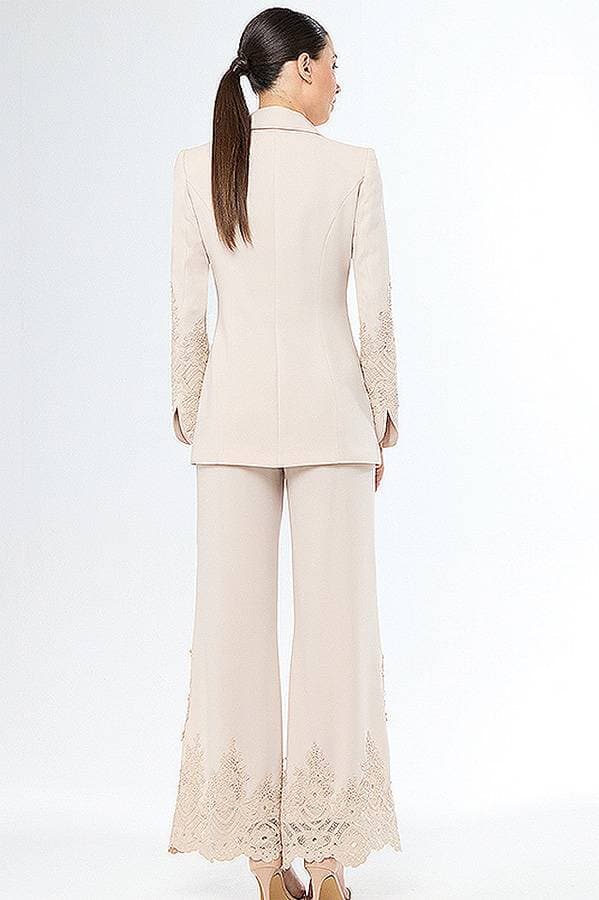 Beige 2pc Lace Pantsuit | Women's - $565.00 - View 2 of 5