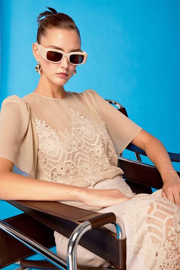Beige Lace Blouse
