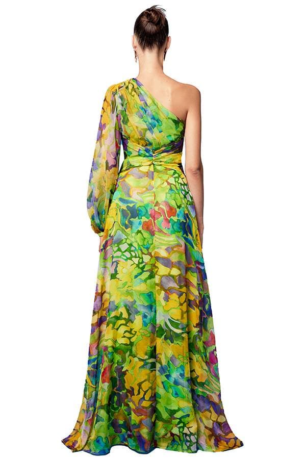 Long Asymmetrical Floral Gown