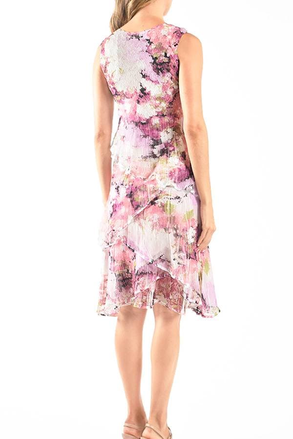 Short Pink Floral Plisse Dress -  - View 5 of 5