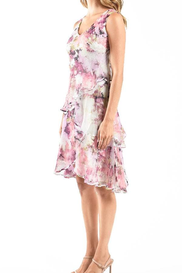 Short Pink Floral Plisse Dress | Komarov Dress