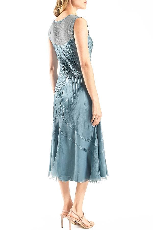 2pc Grey Blue Plisse Ensemble | Komarov Dress
