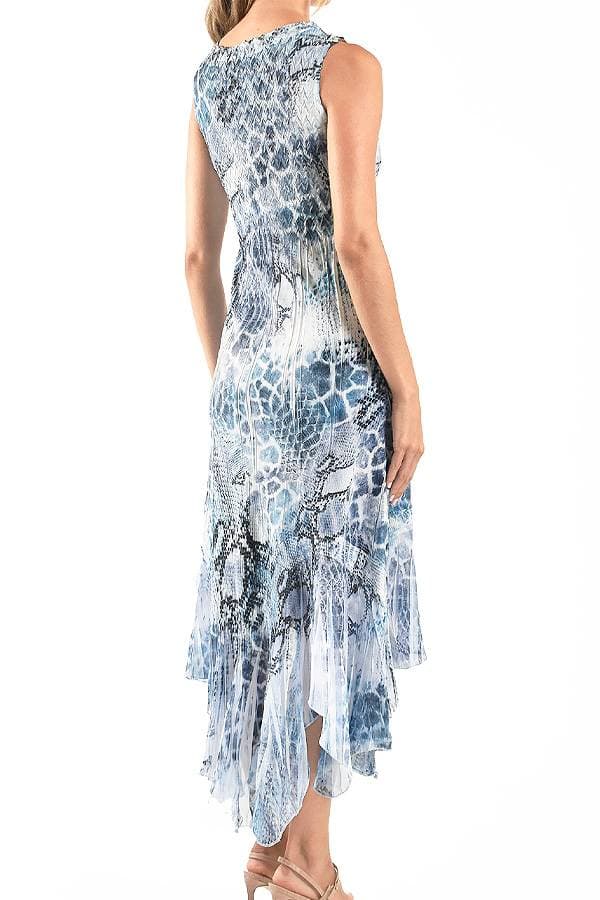 Blue Python Plisse Dress | Komarov Dress | Women's - $375.00 - View 5 of 5
