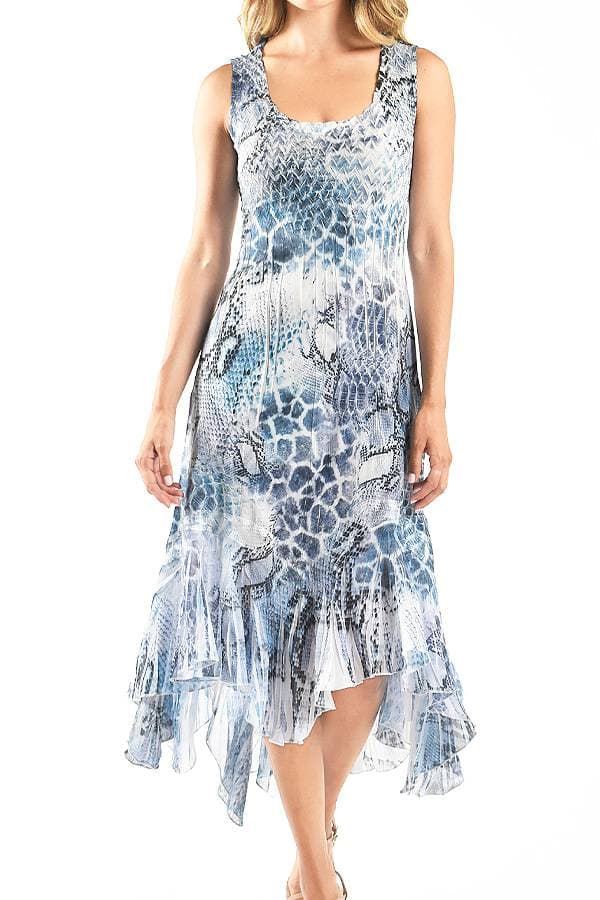 Blue Python Plisse Dress | Komarov Dress