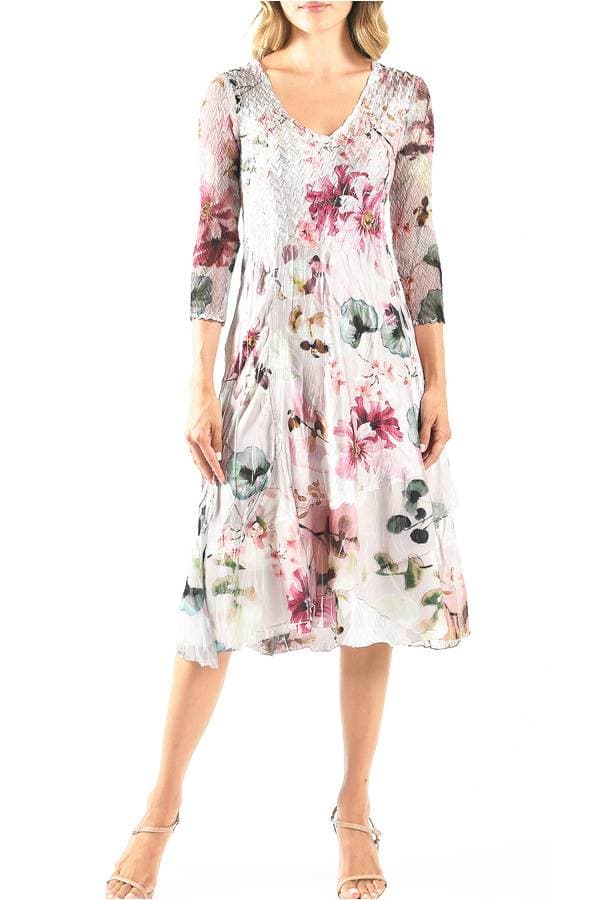 Pink Floral Plisse Dress - 39500 - Main product view