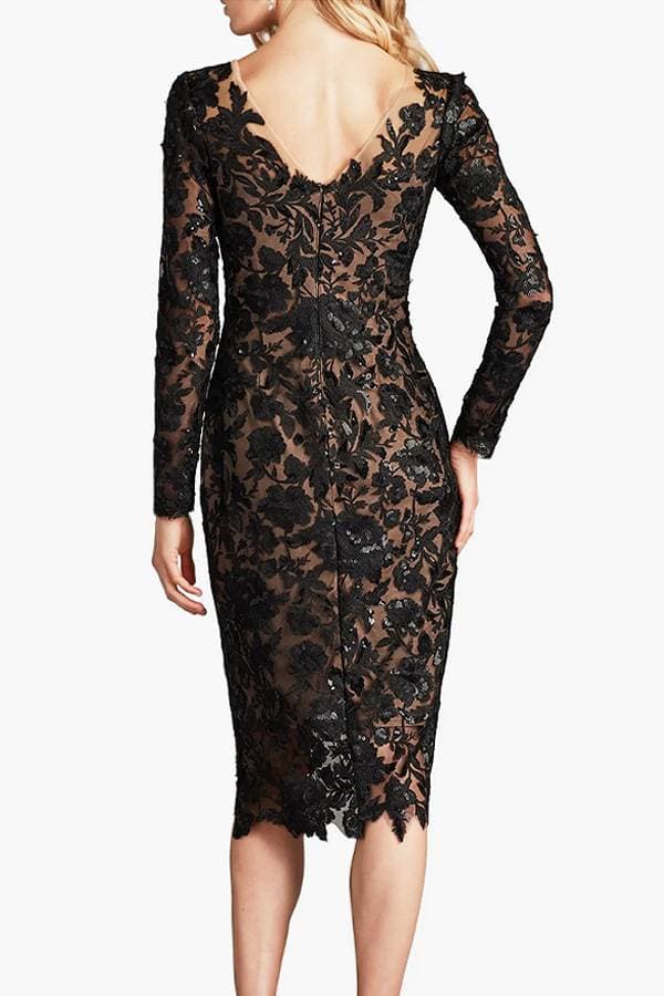 Black Lace Illusion Cocktail Dress