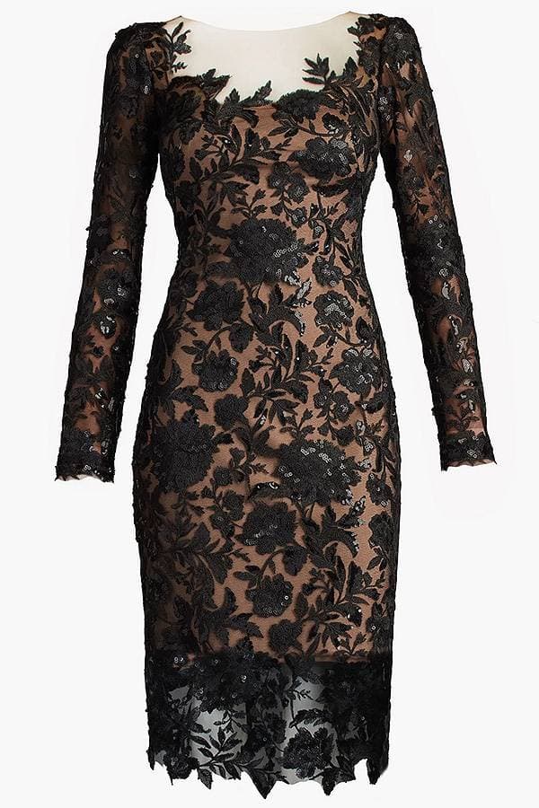 Black Lace Illusion Cocktail Dress