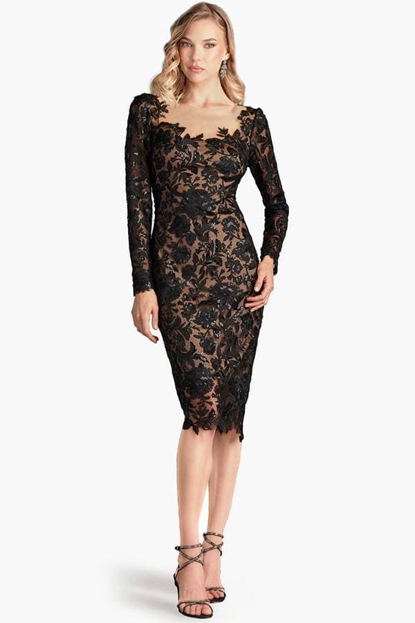 Black Lace Illusion Cocktail Dress