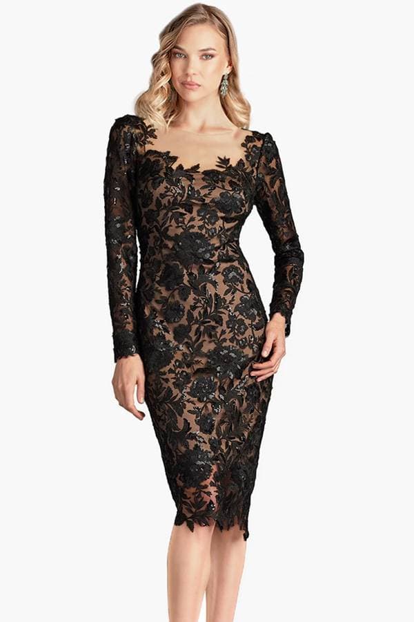 Black Lace Illusion Cocktail Dress