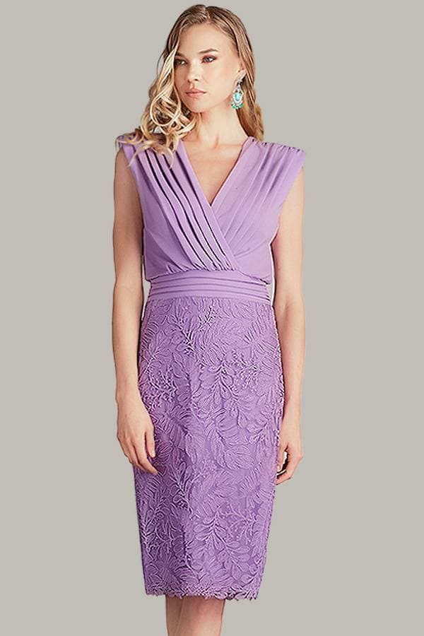 Crepe Lavender Lace Dress - 59500 - Main product view