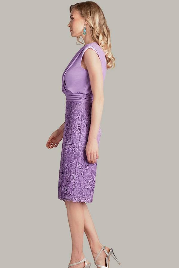 Crepe Lavender Lace Dress -  - View 5 of 6
