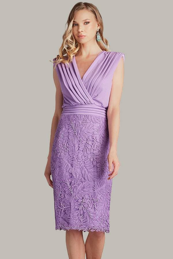 Crepe Lavender Lace Dress -  - View 6 of 6