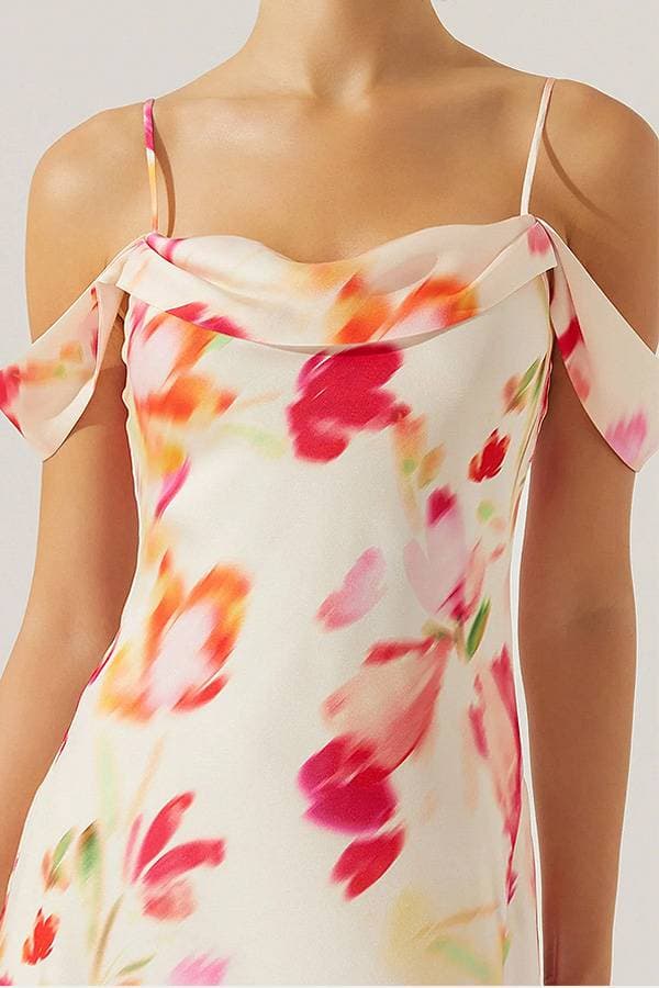 White Sateen Biased Cut Floral Dress | Women's - $265.00 - View 4 of 4
