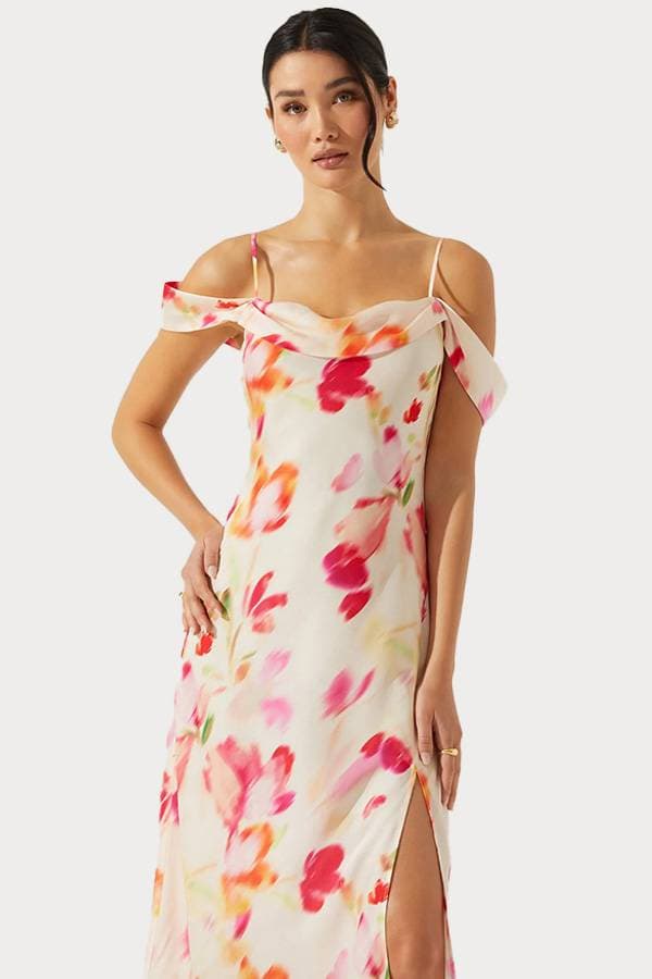 White Sateen Biased Cut Floral Dress | Women's - $265.00 - View 3 of 4