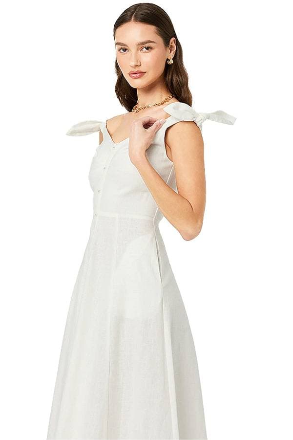 White Linen Off Shoulder Dress