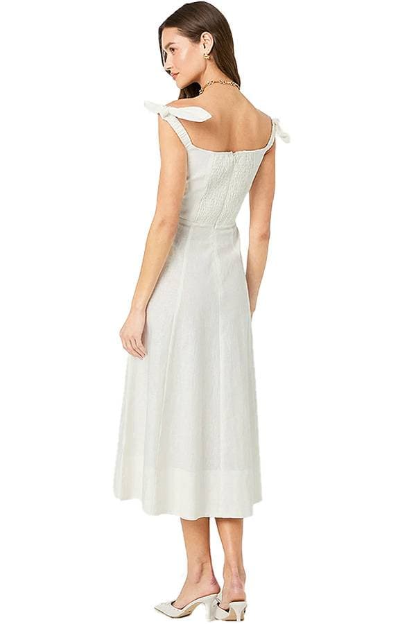 White Linen Off Shoulder Dress -  - View 3 of 4