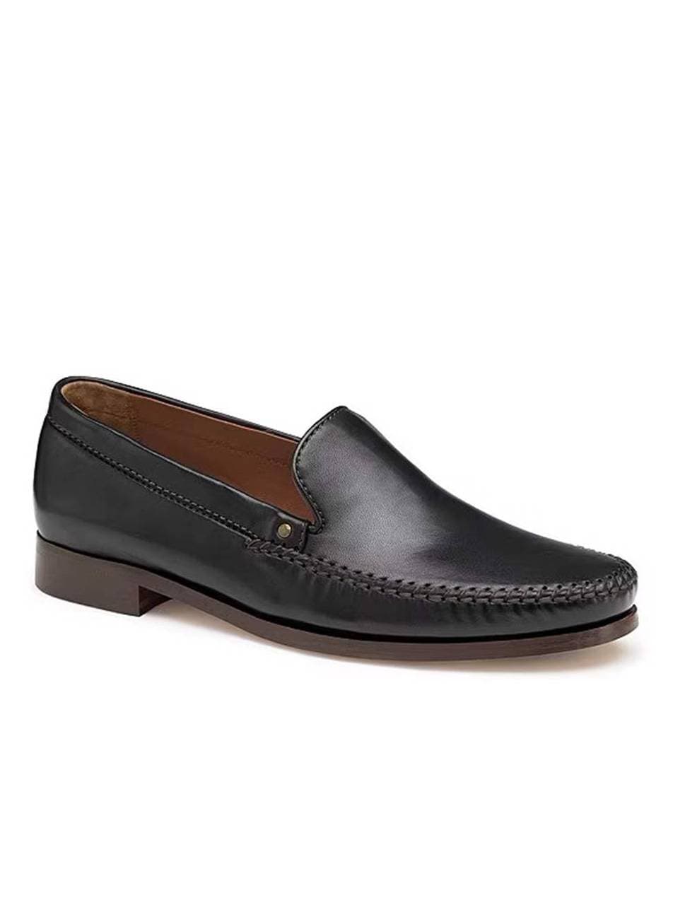 black leather loafer shoes
