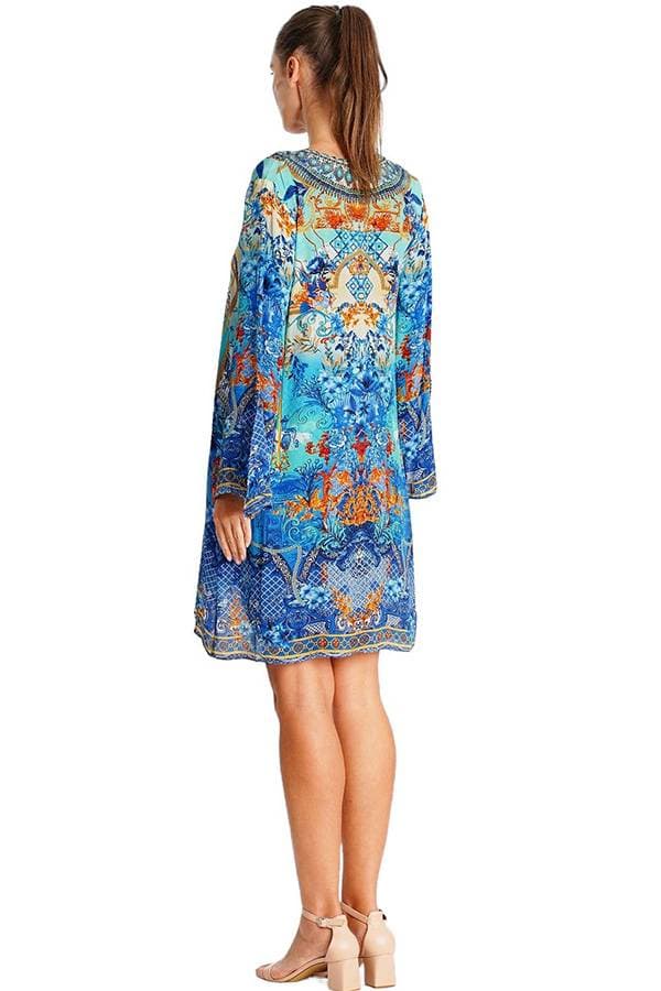 Printed Silky Coverup Dress -  - View 3 of 4