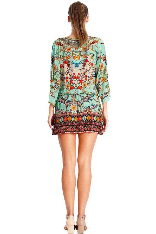 Floral Aquamarine Coverup Dress