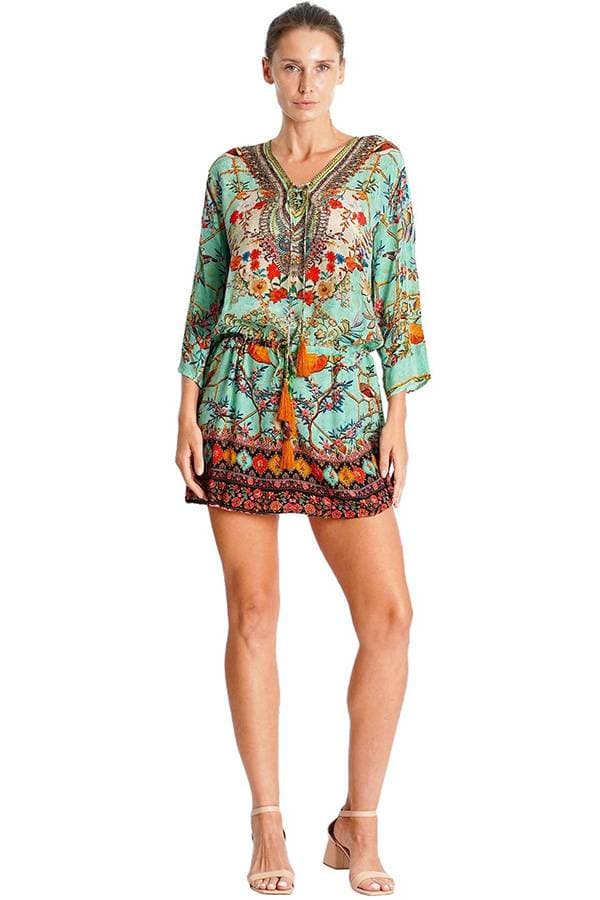 Floral Aquamarine Coverup Dress