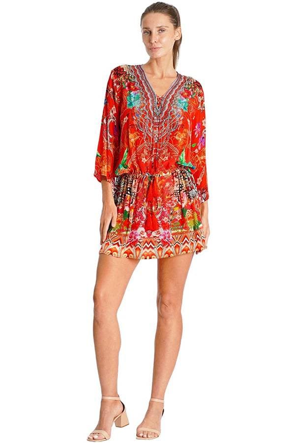 Red Printed Coverup Dress