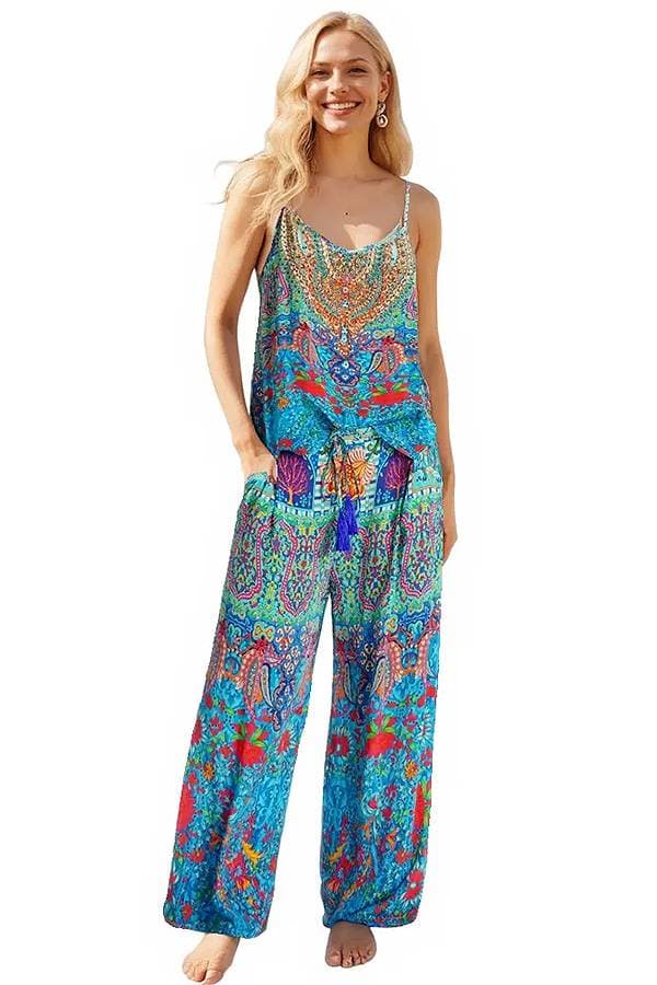 2 Pieces Viscose Silk Pant Set