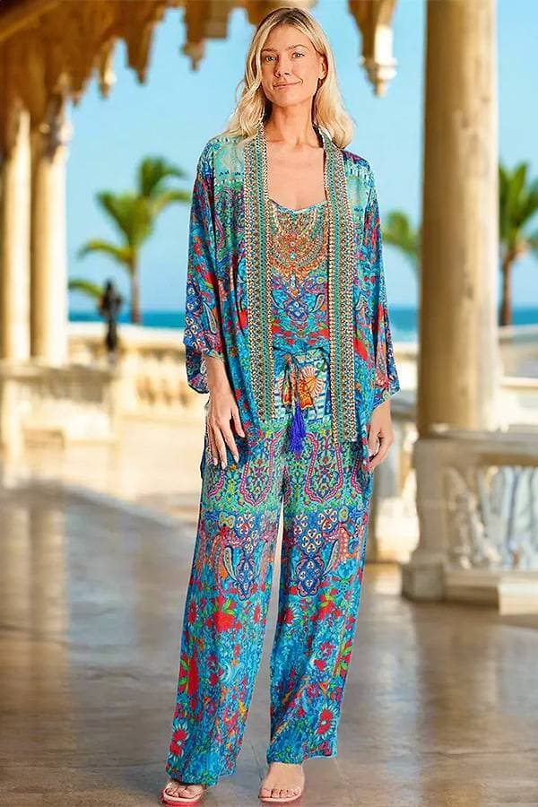 2 Pieces Viscose Silk Pant Set